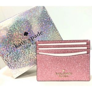 NWT Kate Spade Slim Card Holder, Lala Glitter